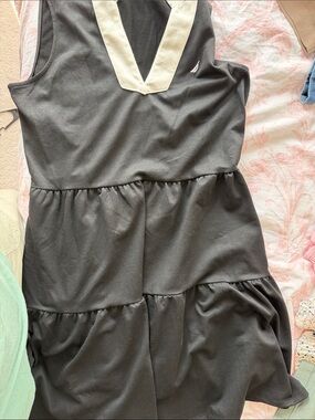 Nautica Black Mini Dress with Cream V-Trim